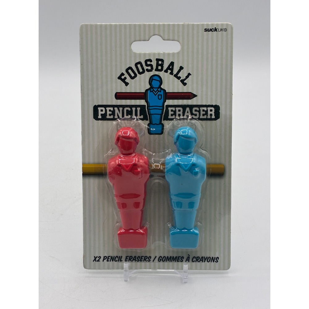 Suck UK Foosball Pencil Eraser Set Red and Blue Novelty Stationery 2 Pack